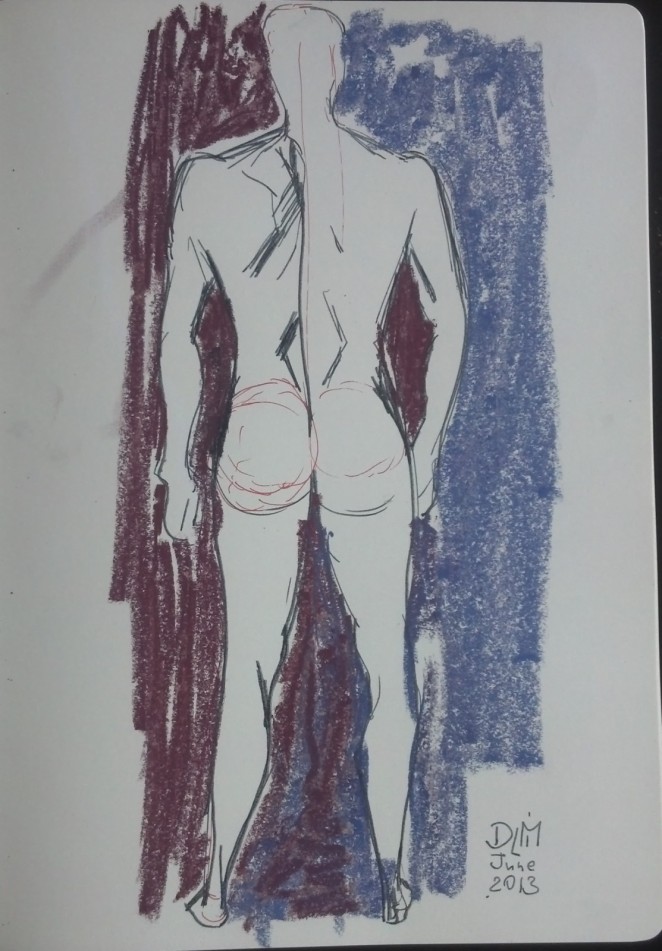 Nude Man in Pinsker St Studio (ink)